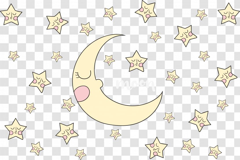 Yellow Star Area Pattern - Sleeping Stars And The Moon Transparent PNG