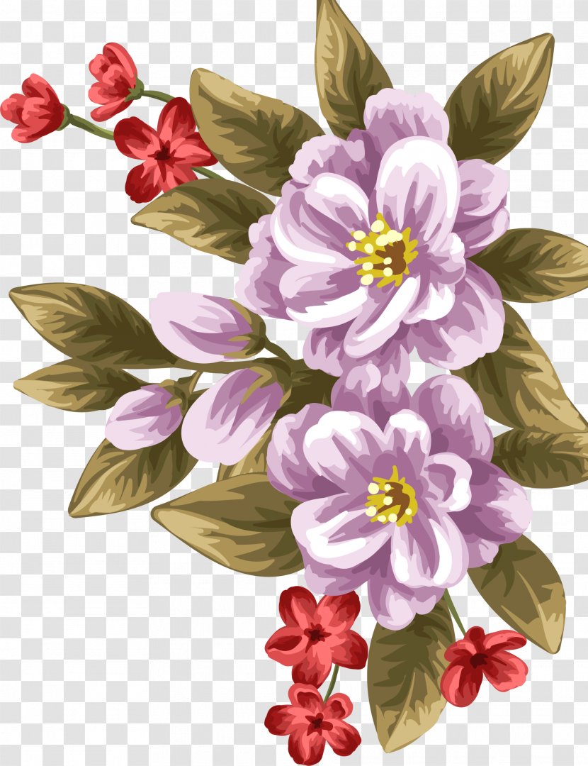 Watercolor Painting Flower - Flowering Plant - Purple Hand-painted Flowers Transparent PNG
