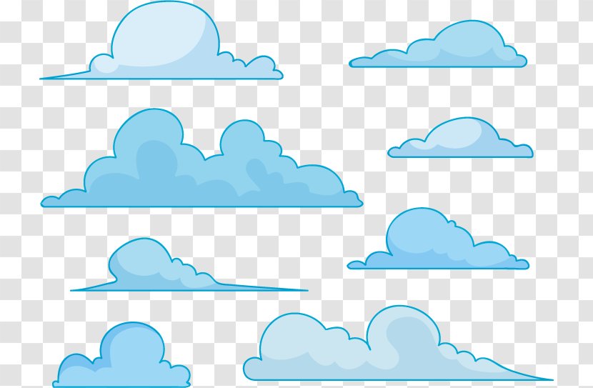 Blue Cloud Clip Art - Flat Clouds Transparent PNG