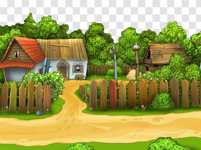 Natural Landscape Farm House Home - Residential Area - Landscaping Animation Transparent PNG