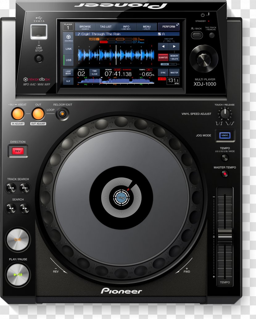 Pioneer XDJ-1000 Disc Jockey DJ Controller Audio Mixers - Frame - Silhouette Transparent PNG