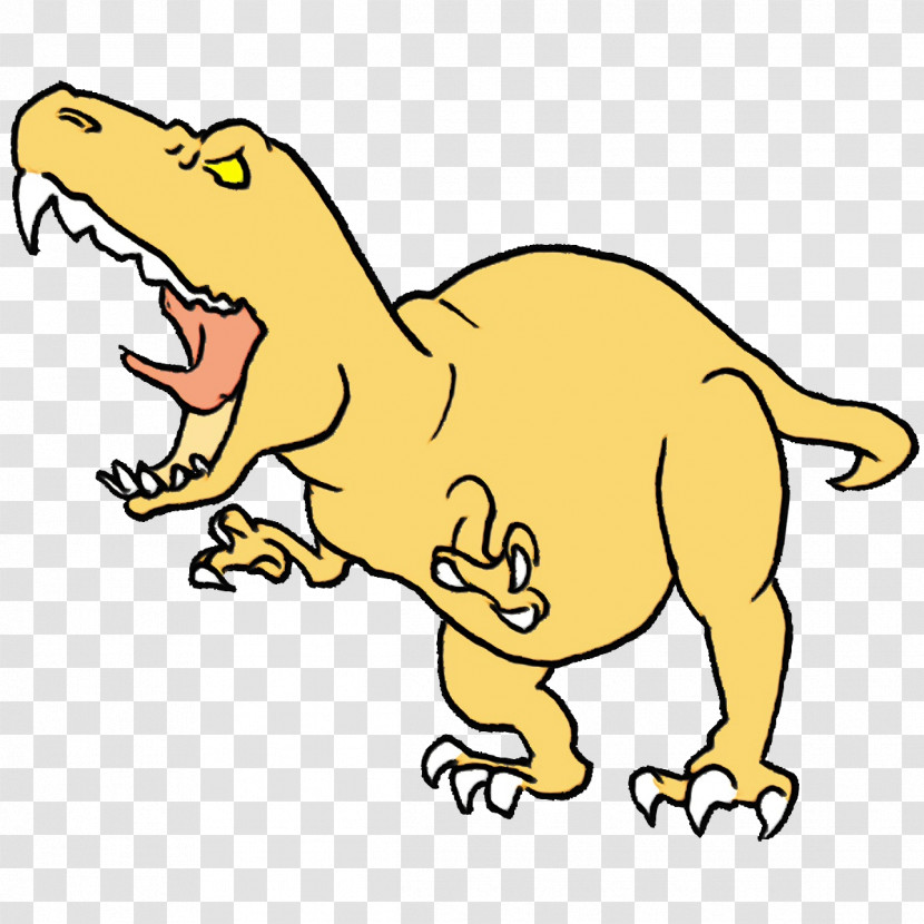 Tyrannosaurus Meter Line Art Cartoon Yellow Transparent PNG