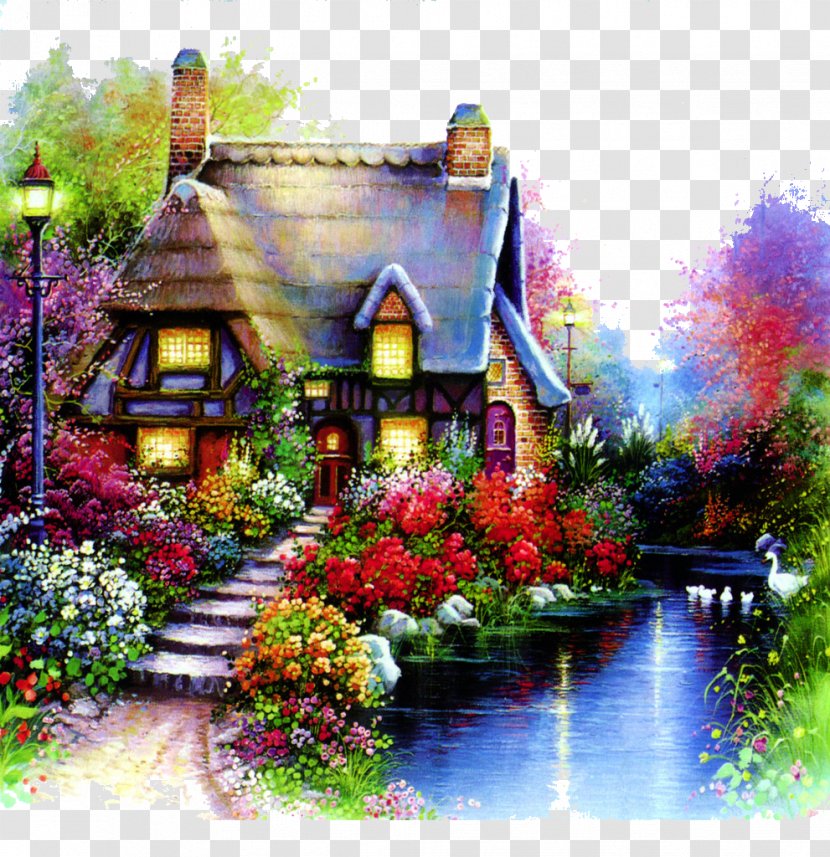 Hot Tub Cottage Oil Painting Log Cabin - Floristry Transparent PNG