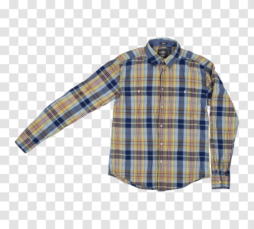 Dress Shirt Tartan Cobalt Blue Sleeve Button Transparent PNG