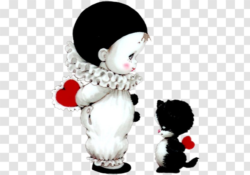 Pierrot Valentine's Day - Valentine S - Cute Mime And Kitten With Hearts PNG Picture Transparent PNG