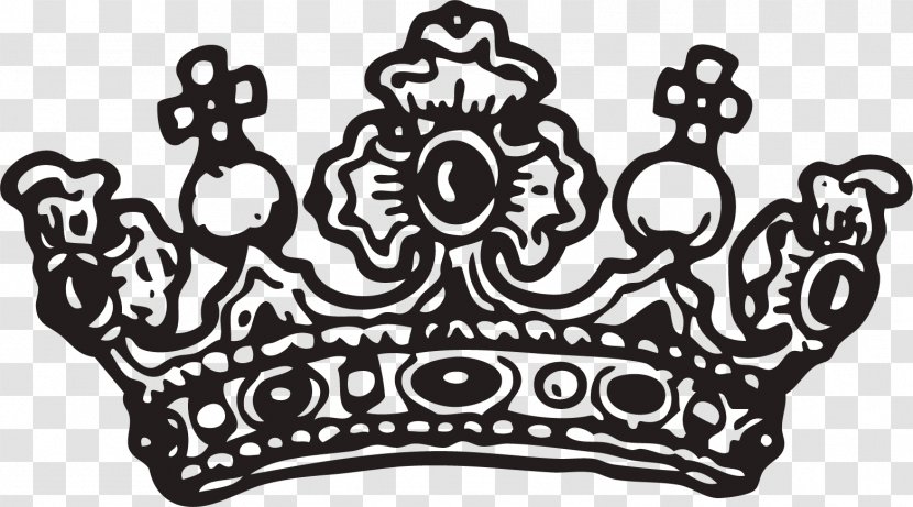 Crown Of Kings - Pattern - Black And White Transparent PNG