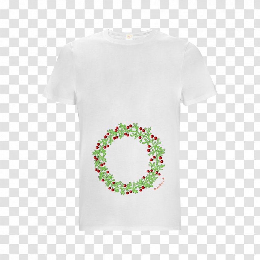 T-shirt Sleeve Neck Font - Green - Wreath White Transparent PNG