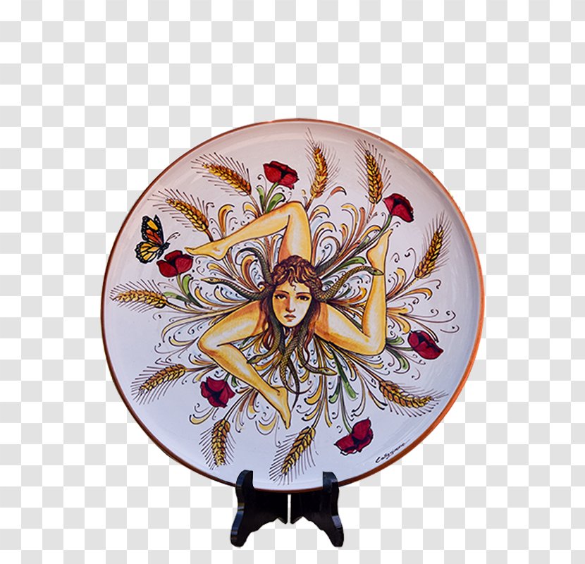 Plate Ceramica Di Caltagirone Trinacria Centrepiece - Christmas Tree Transparent PNG