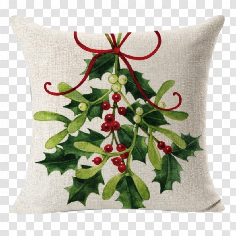 Throw Pillows Cushion Holly Kissing Bough - Drawing - Flax Transparent PNG