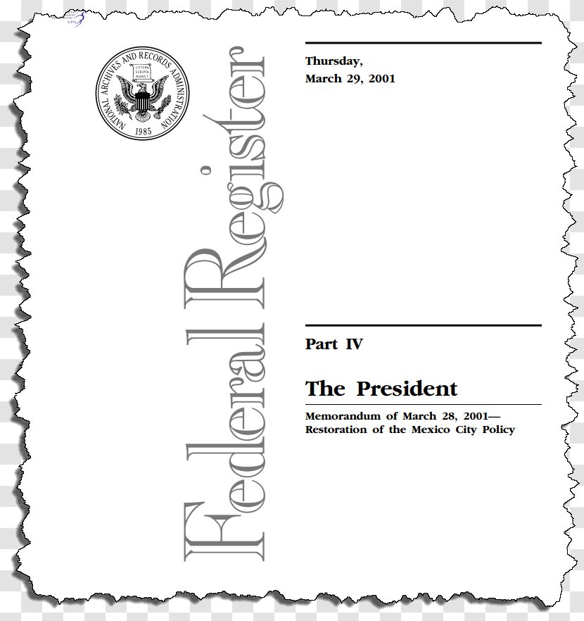 Federal Government Of The United States Register Code Regulations Transparent PNG