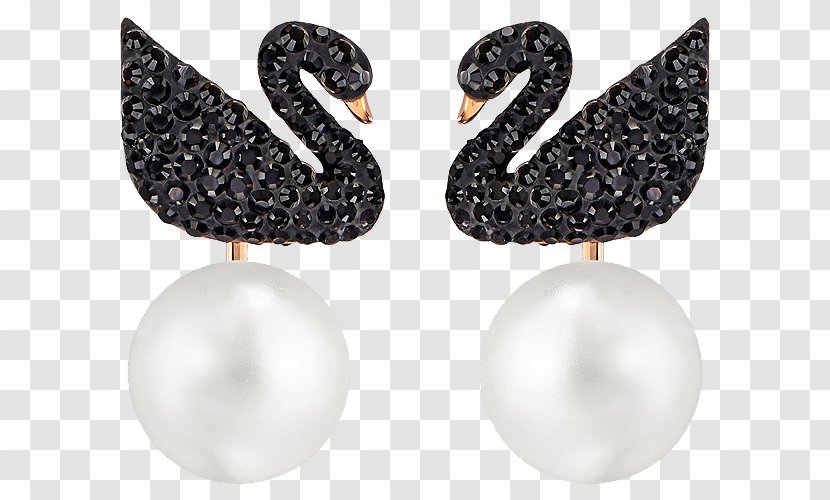 Earring Cygnini Swarovski AG Jewellery Gold Plating - Crystal - Jewelry Earrings Black Swan Transparent PNG