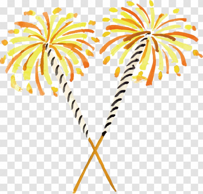 Fireworks Watercolor Painting - Point - Yellow Hand With Transparent PNG
