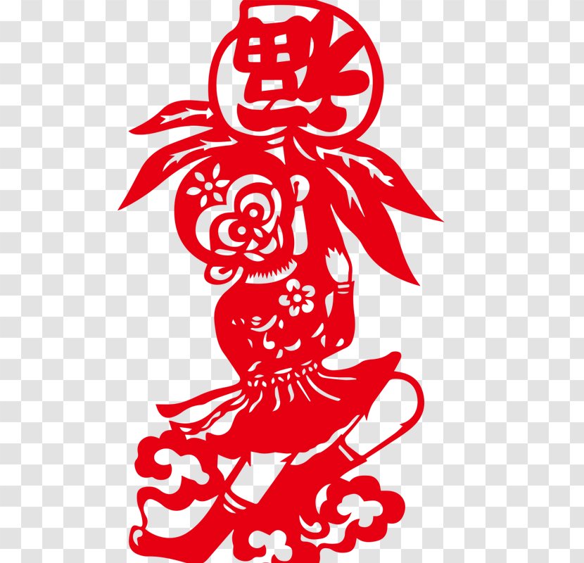 Chinese New Year God Welcoming Day Kitchen Deity Zhu0113ngyuxe8 - Tree - Monkey Paper-cut Material Transparent PNG