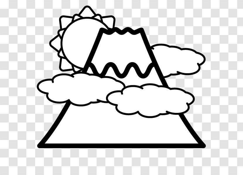 Mount Fuji Black And White Monochrome Painting - Coloring Book Transparent PNG