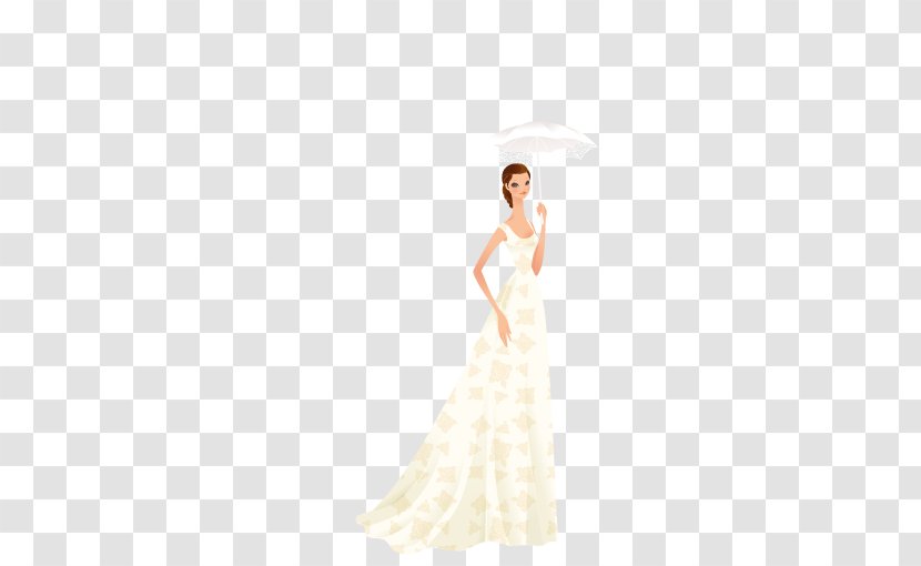 Bride White Gown Dress Wedding - Beige - Vector Elements Woman Wearing A Transparent PNG