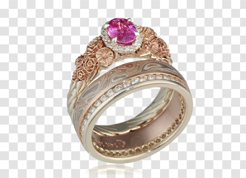 Wedding Ring Silver Ruby Diamond Transparent PNG