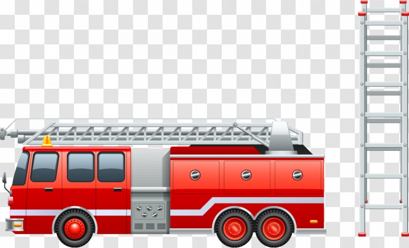 Firefighter Firefighting Fire Engine Clip Art - Apparatus - Vector Truck Ladder Transparent PNG