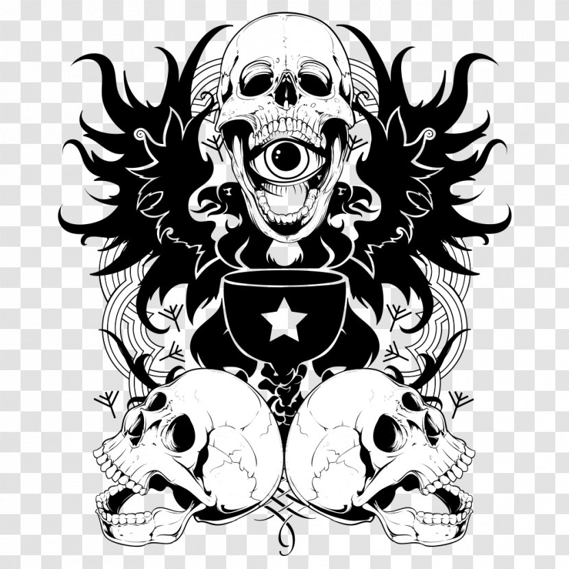 T-shirt Logo Clip Art - Tshirt - Vector Black Skull Transparent PNG