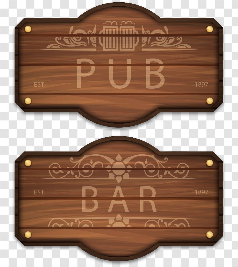 Pub Wood Bar Clip Art - Varnish - Vector Wooden Signs Transparent PNG