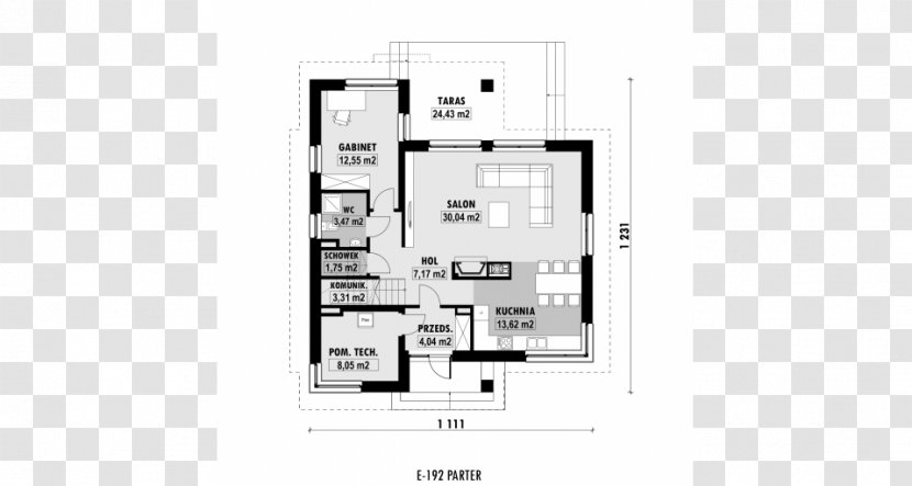 Floor Plan House Powierzchnia Zabudowy Gable Roof - Garage Transparent PNG