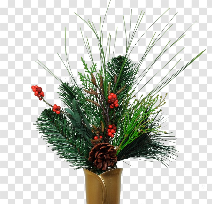Pine Vase Floral Design Bud Christmas - Decoration Transparent PNG