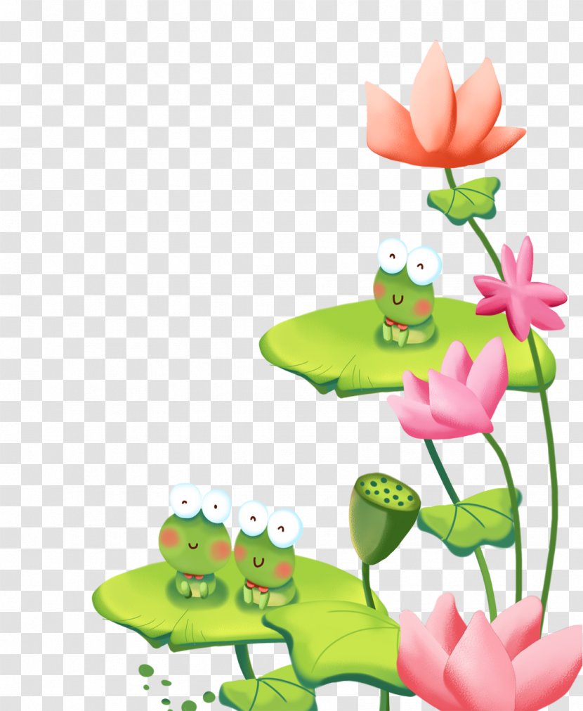 Frog Clip Art - Green - Lotus Transparent PNG