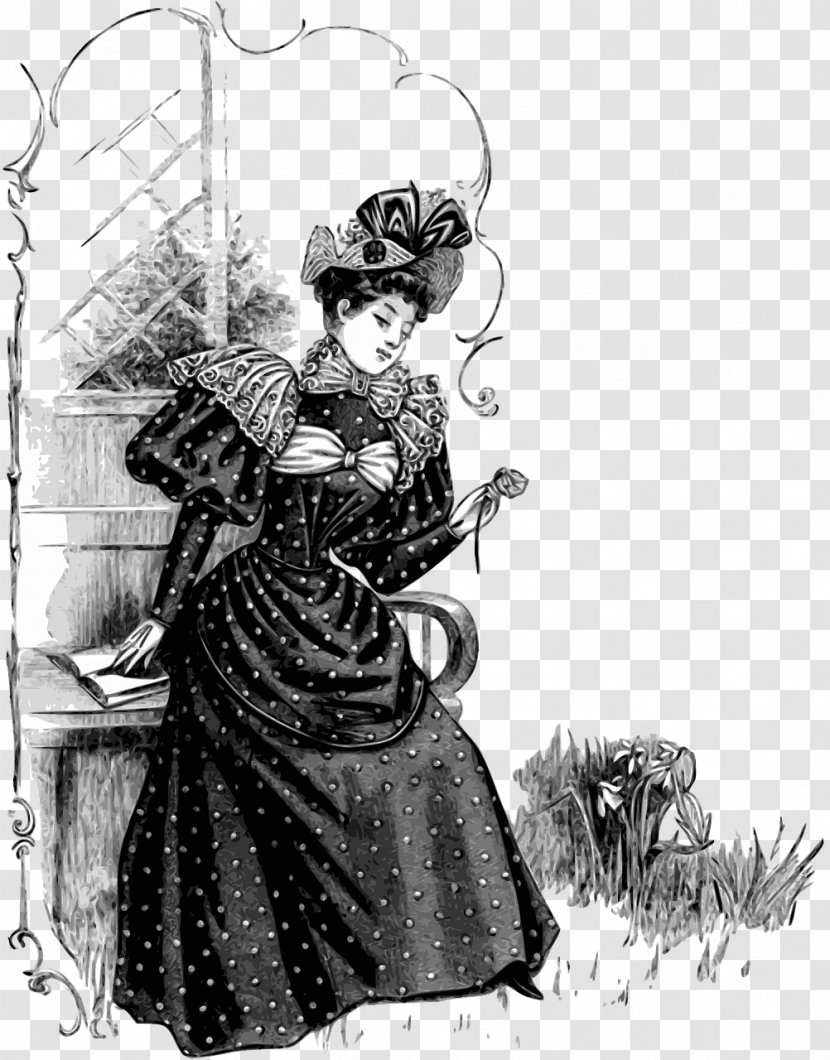 Vintage Background - Costume - Blackandwhite Victorian Fashion Transparent PNG