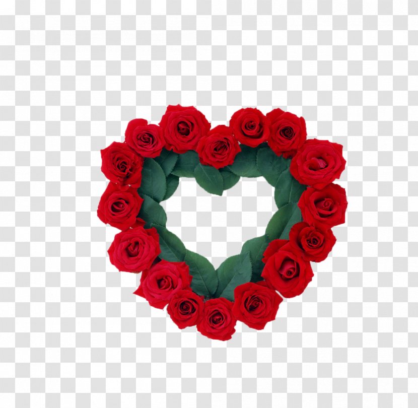 Flower Rose Wreath Valentines Day Heart - Floral Clock - Heart-shaped,Rose Transparent PNG