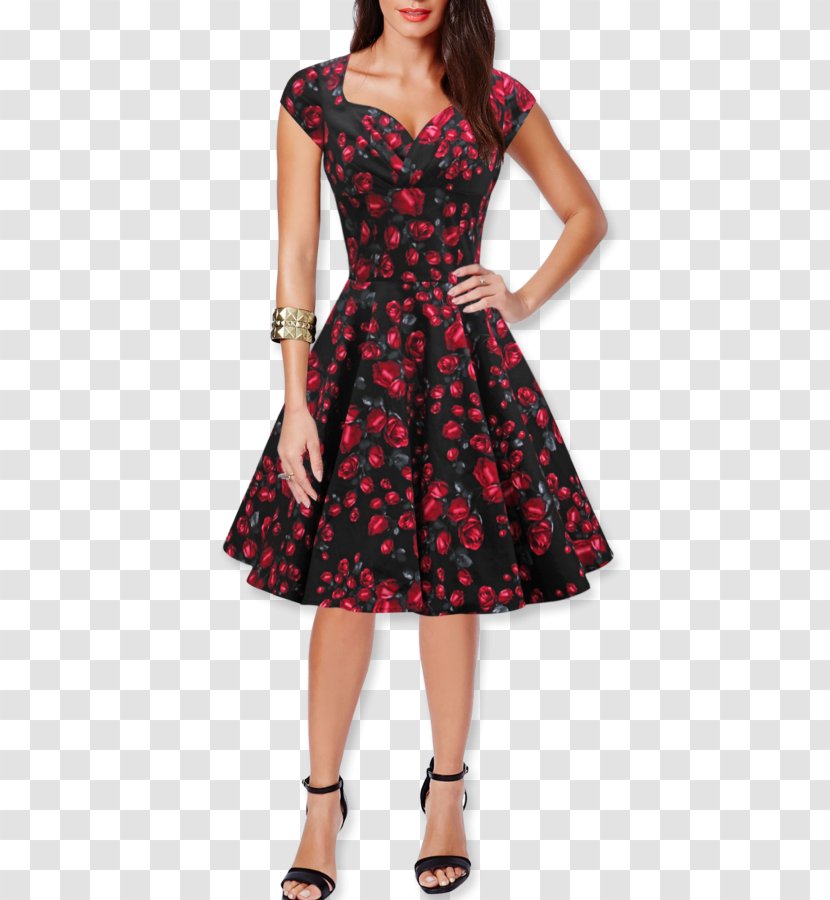 Pleat Polka Dot Sleeve Dress A-line - Silhouette Transparent PNG