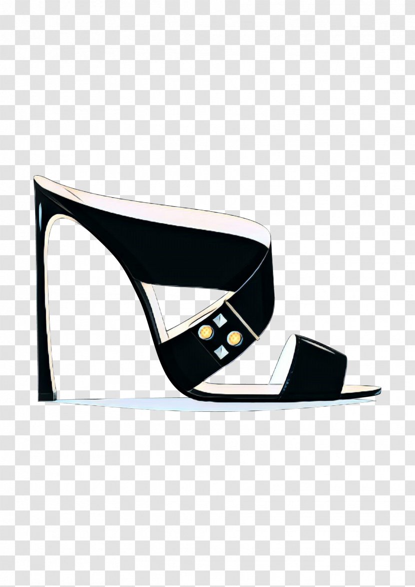 Footwear White Black Sandal Shoe - Retro - Slingback Leather Transparent PNG