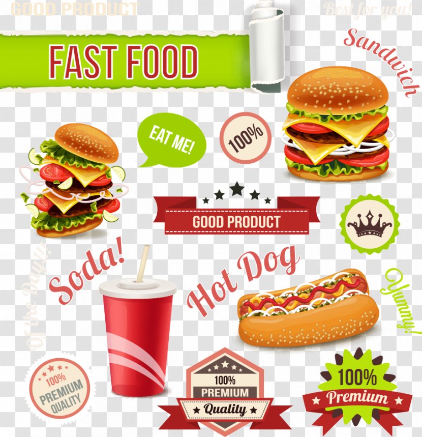 Hot Dog Hamburger Fast Food Veggie Burger French Fries - Vector Burgers And Dogs Transparent PNG