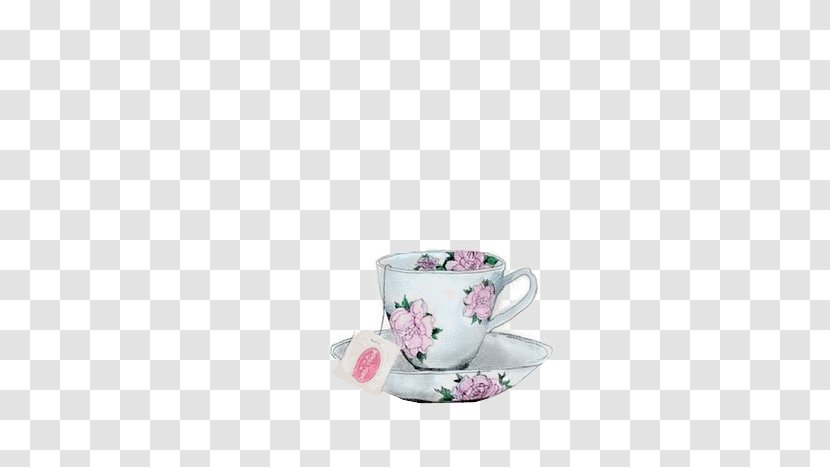 Green Tea Coffee Cafe Flowering - Cup - Color Hand-painted Floral Transparent PNG
