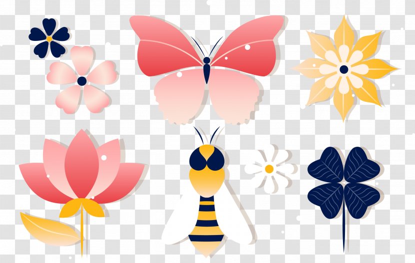 Butterfly Insect Bee Clip Art - Honey - Butterflies And Bees Transparent PNG