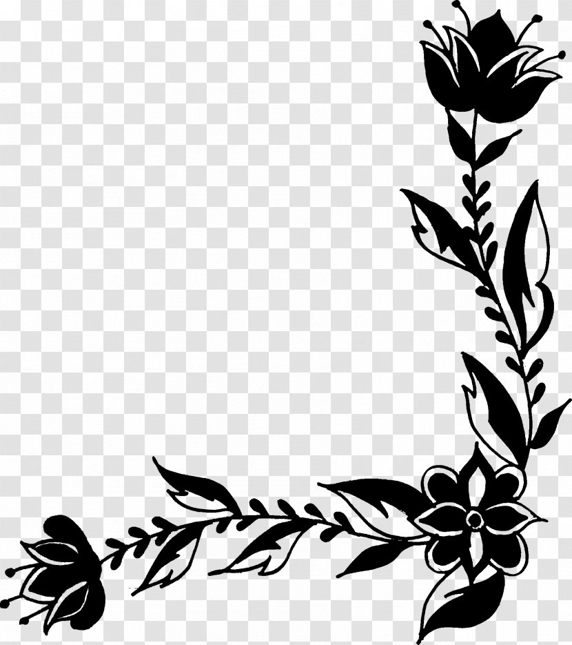 Flower Plant Stem Leaf Clip Art Pattern - Stencil Transparent PNG