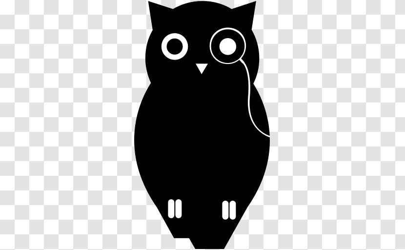 Owl Cat Graphic Design Logo - Black Transparent PNG