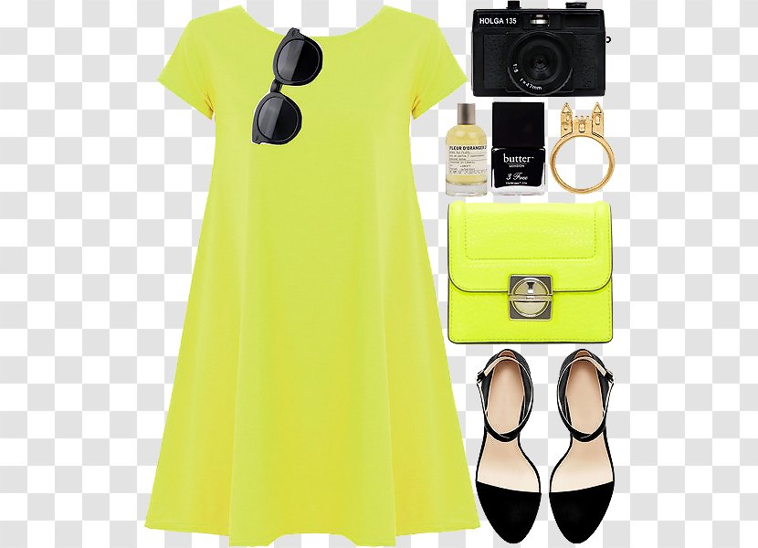 Sleeve Yellow Dress - Simple Leisure Women With Transparent PNG