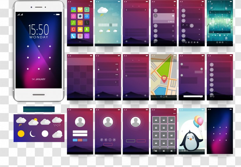 Feature Phone Smartphone Responsive Web Design User Interface - Portable Communications Device - White APP Introduction Layout Pictures Transparent PNG