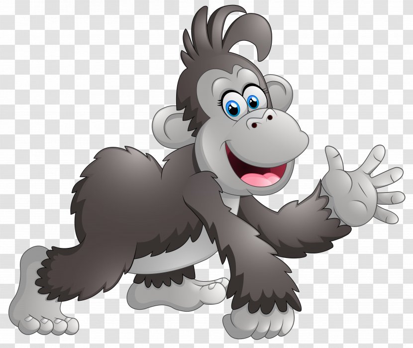 Cartoon Monkey Baboons Drawing Clip Art - Primate - Happy Clipart Image Transparent PNG