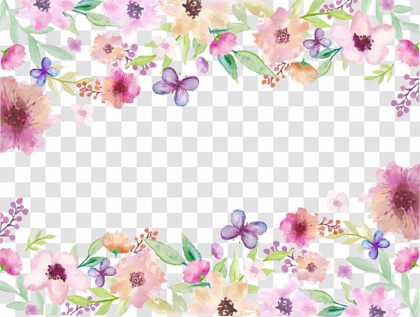 Hand Painted Colorful Butterfly Flowers - Painting - Lilac Transparent PNG