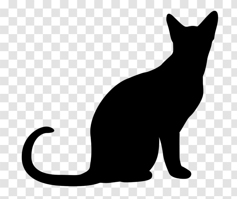 Cat Small To Medium-sized Cats Black-and-white Tail Silhouette Transparent PNG