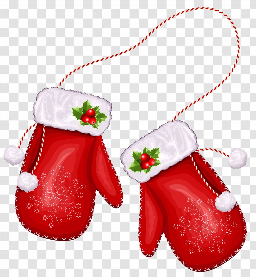 Glove Red Clip Art - Christmas Stocking - Large Transparent Santa Gloves Clipart Transparent PNG