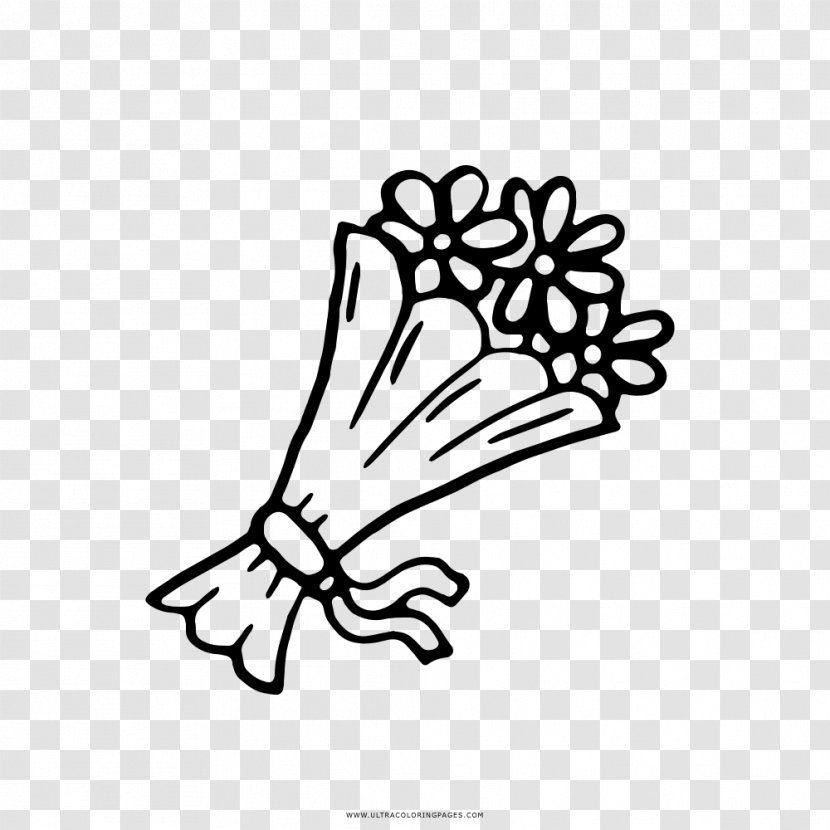 Flower Bouquet Drawing Coloring Book Black And White - Rectangle Transparent PNG