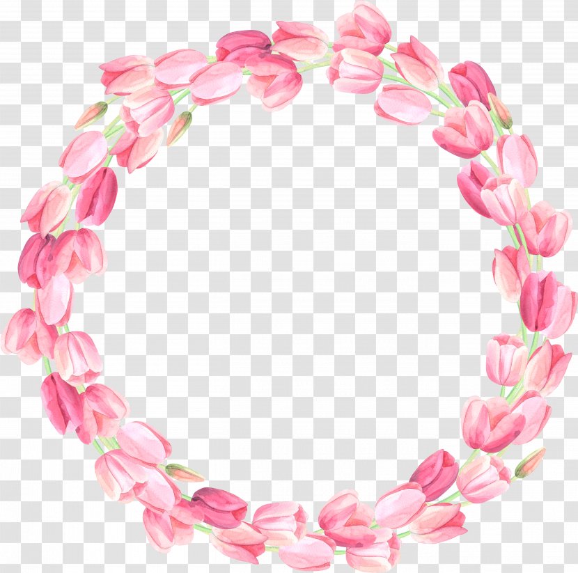 Tulip Pink Flowers Clip Art - Flower Wreath Transparent PNG