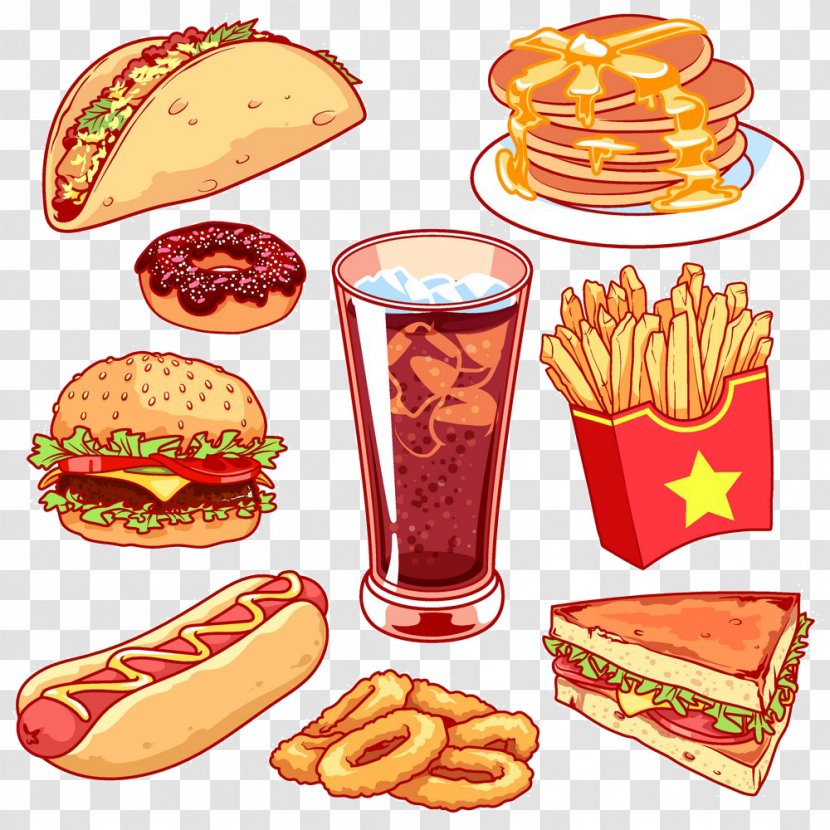 Hamburger Fast Food Junk Onion Ring Take-out - French Fries - Hand-painted Cartoon Hot Dog Pancake Sandwich Rings Transparent PNG