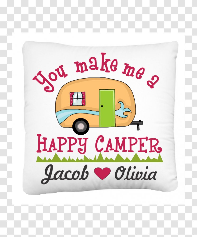 Pillow Cushion Campervans Camping Caravan - Trailer - Happy Camper Transparent PNG