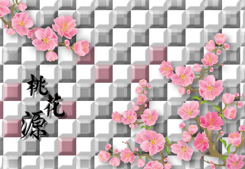 Cherry Blossom - Floral Design - Background Material Lattice Transparent PNG