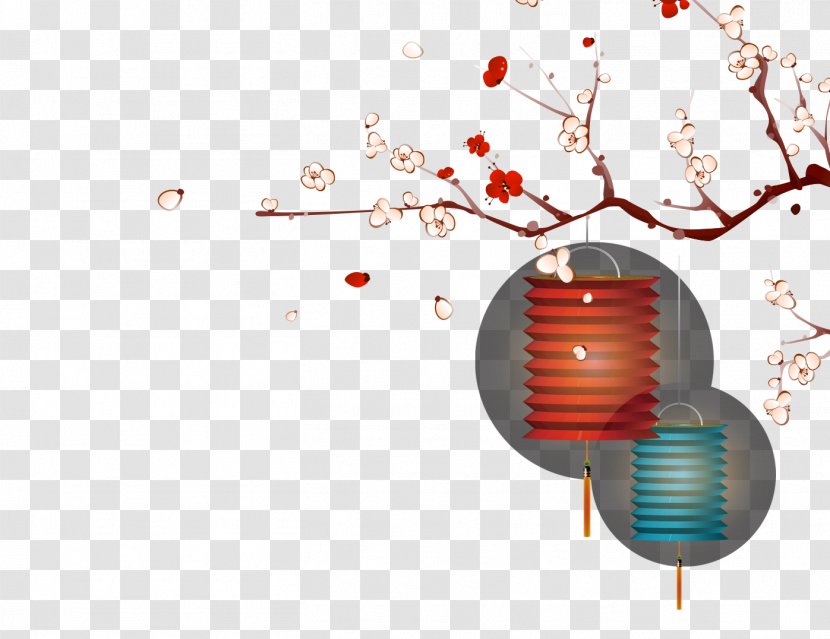 Plum Blossom Clip Art - Festival - Romantic Cherry Tree Lantern Transparent PNG