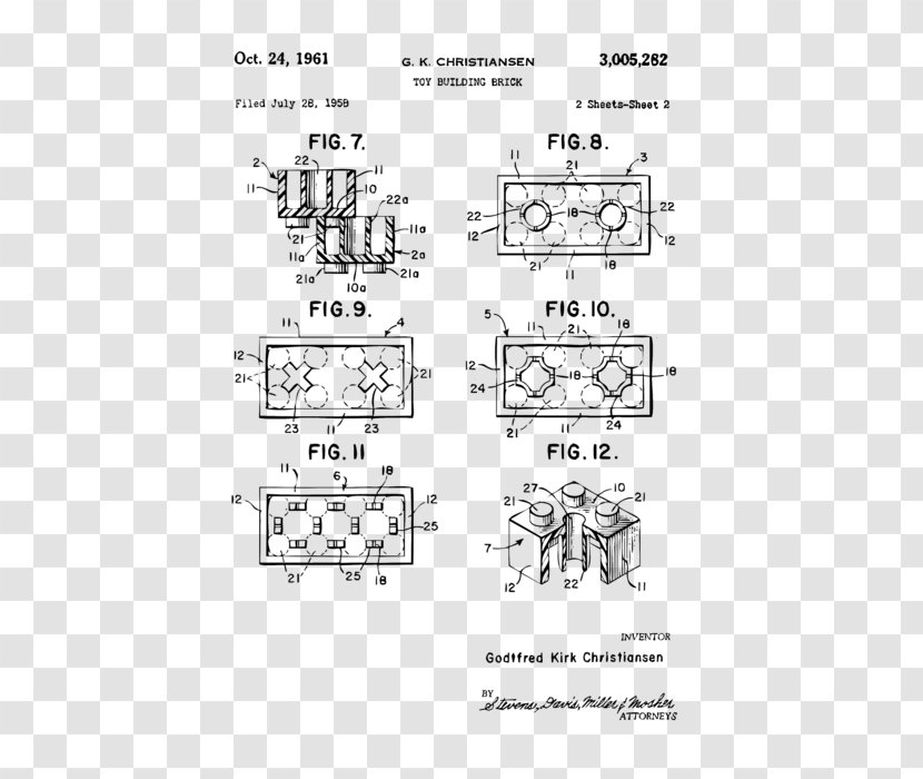 The Lego Group Patent Drawing Toy - Silhouette Transparent PNG