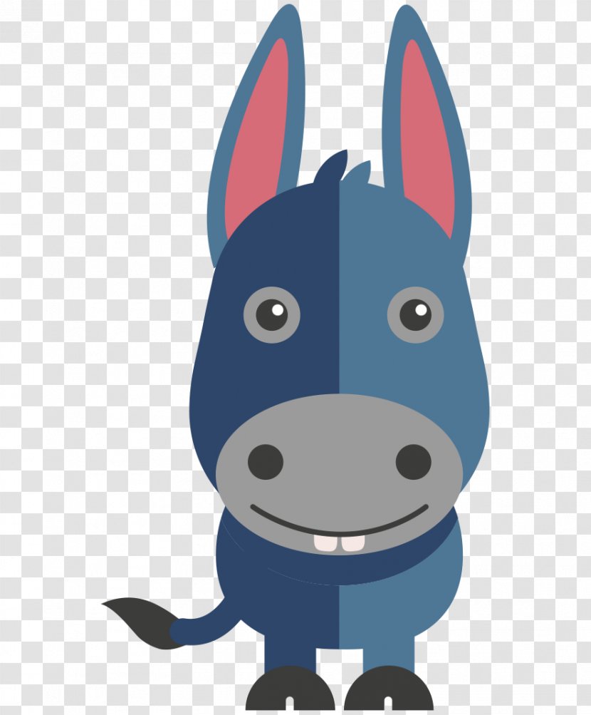Donkey Cartoon Flat Design - Painted Blue Transparent PNG