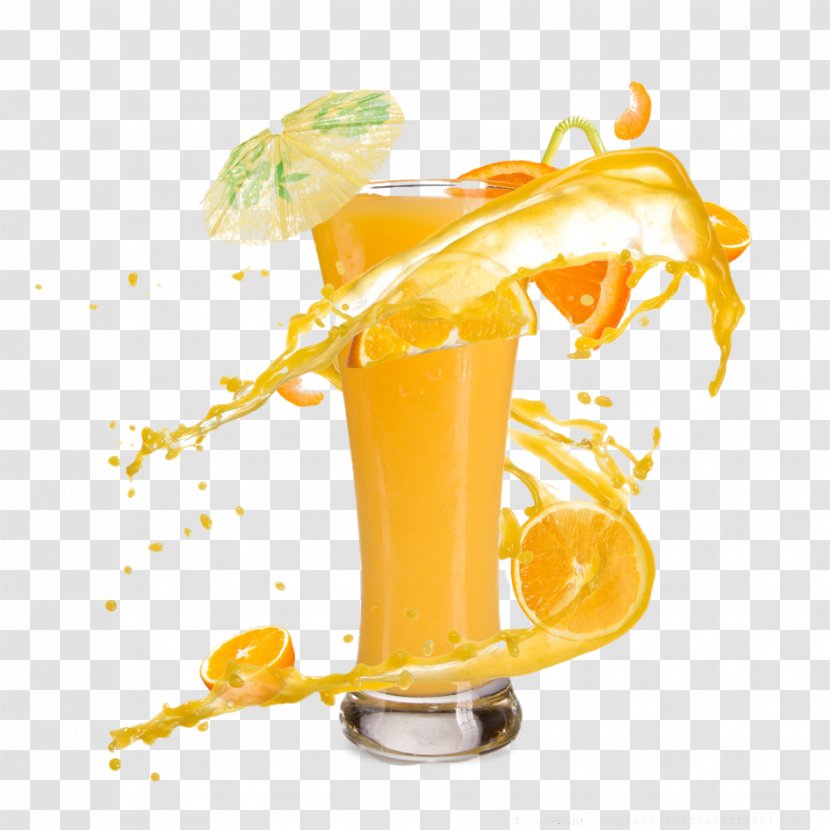 Orange Juice Smoothie Milkshake Cocktail - Splash Effect Transparent PNG